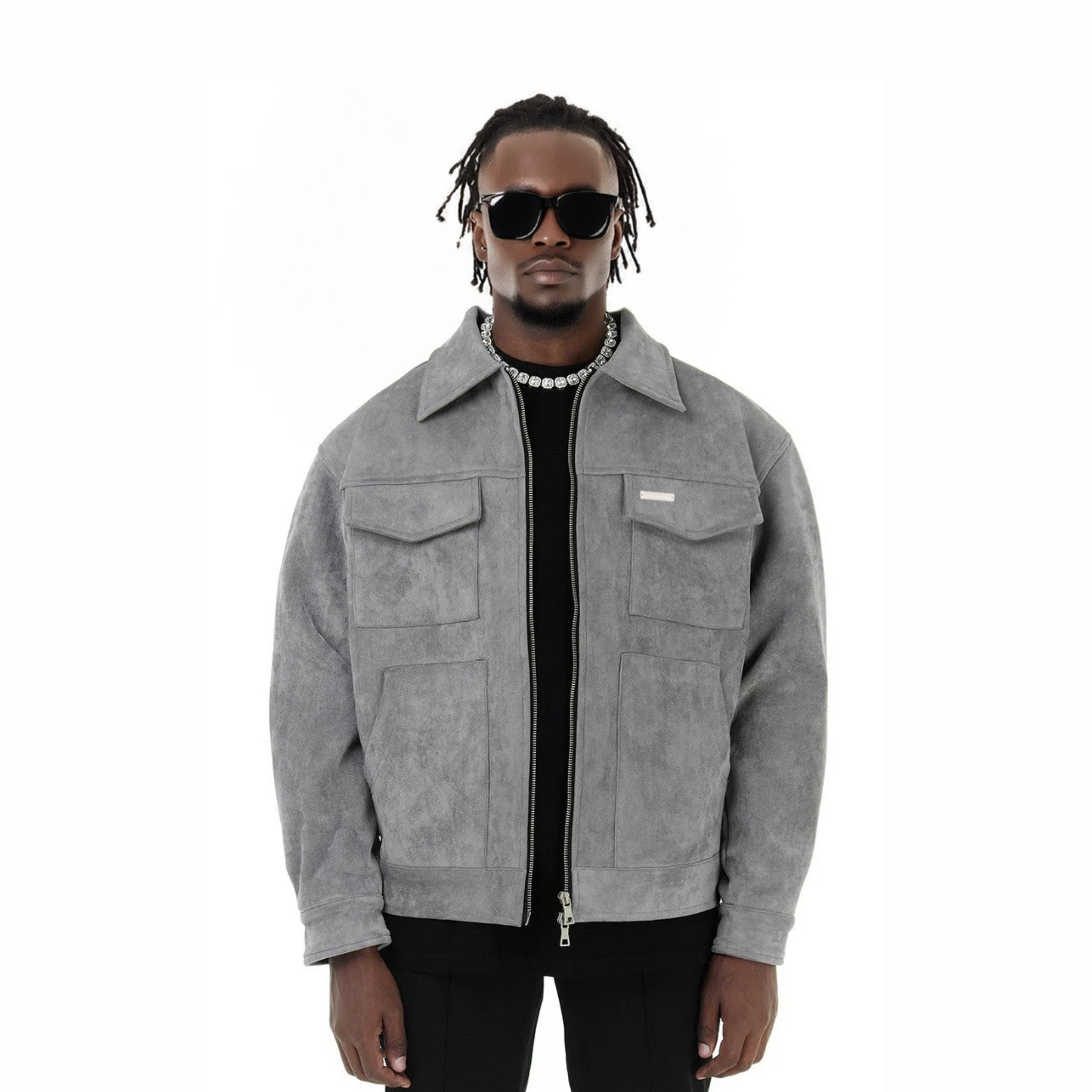 Lowkey® Kunstlederjacke Wildleder Optik (Grau)