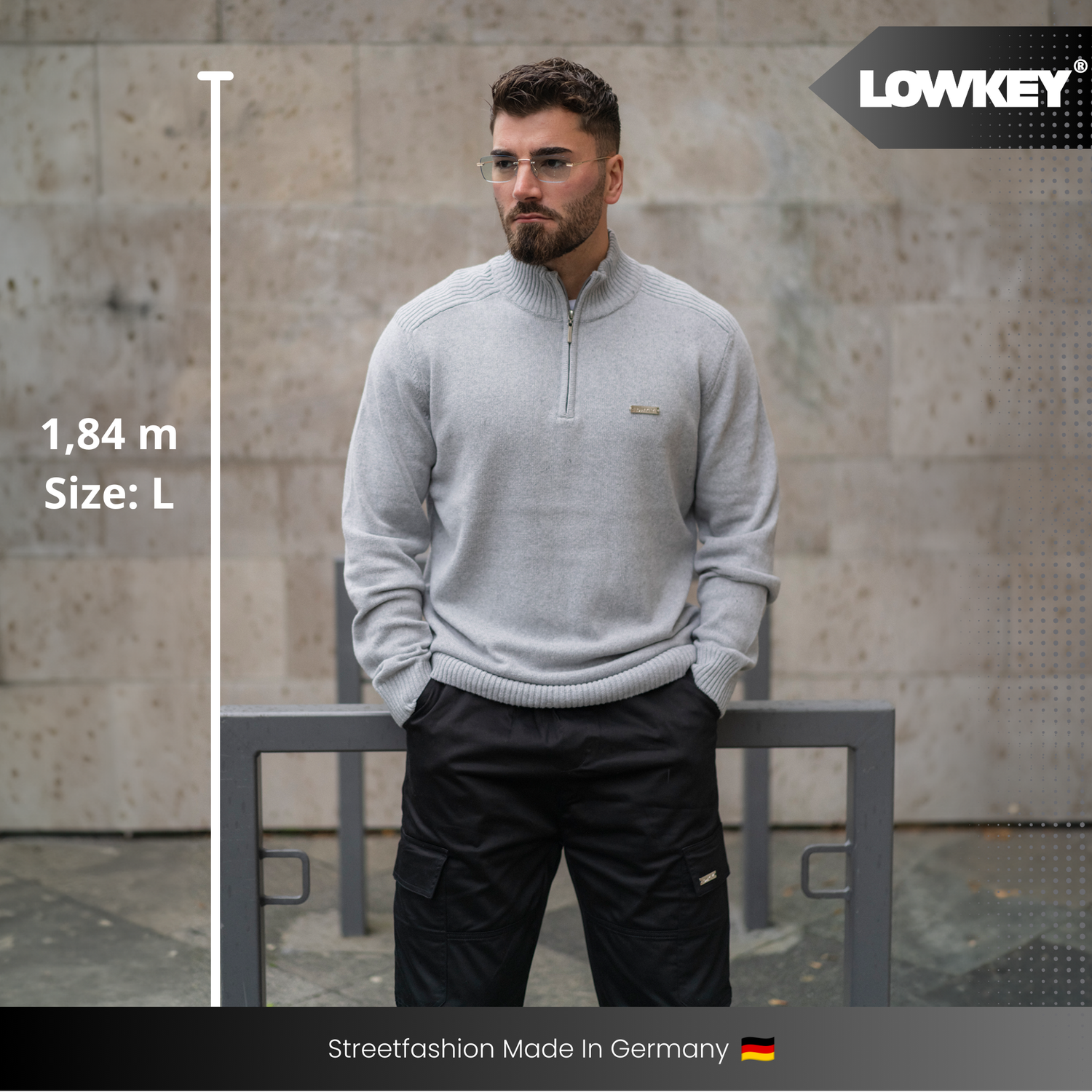 Lowkey® 1/4 Zip Sweater (Grau)