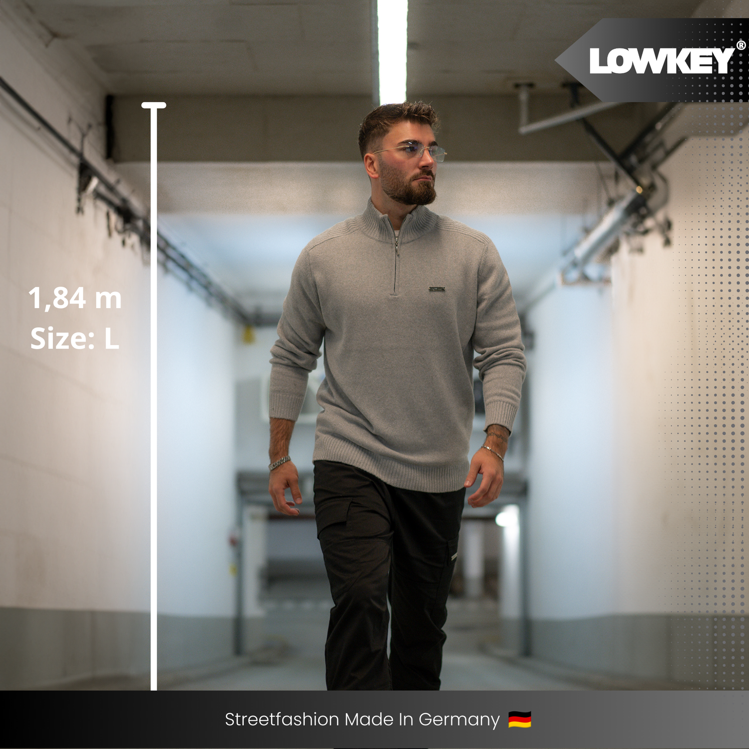 Lowkey® 1/4 Zip Sweater (Grau)