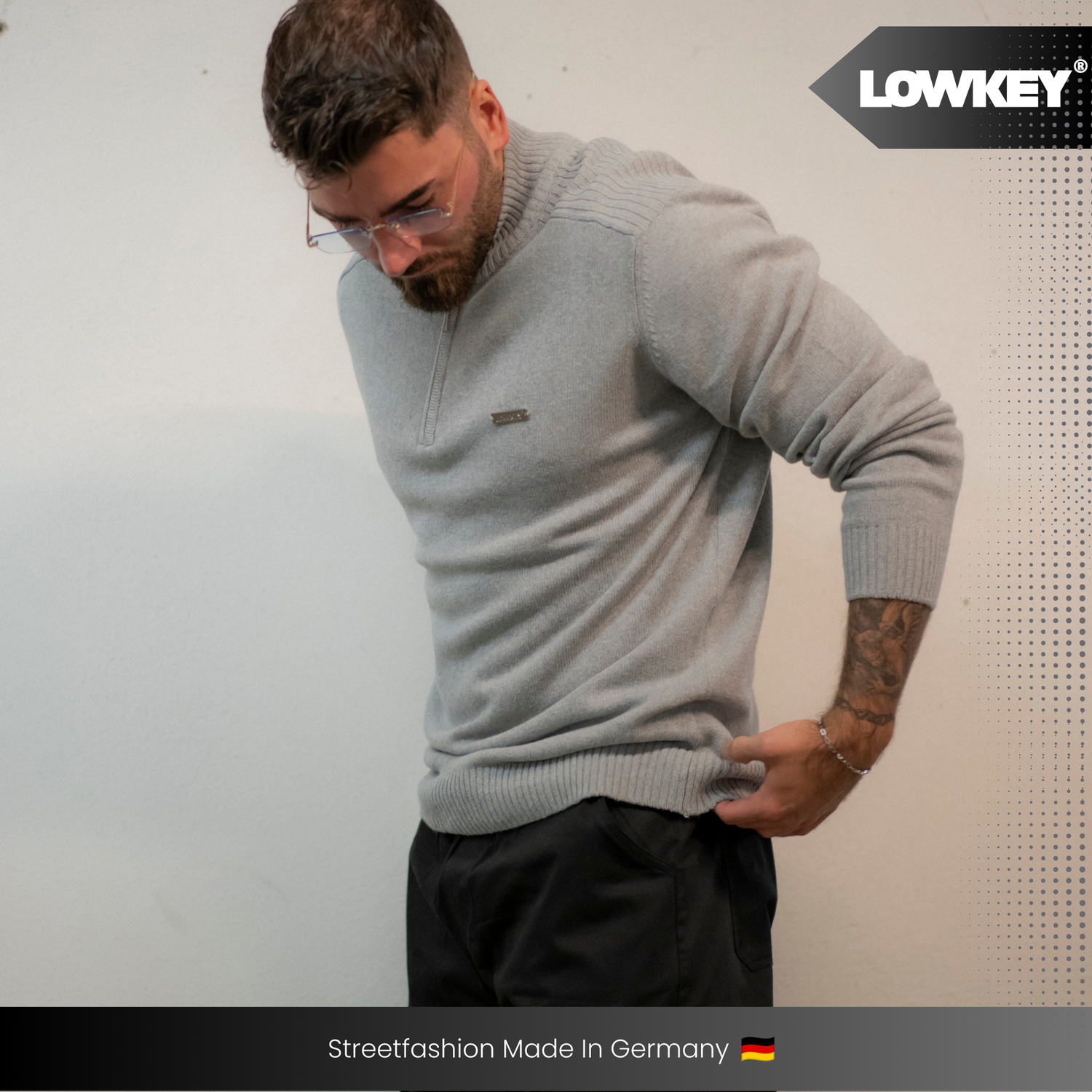 Lowkey® 1/4 Zip Sweater (Grau)