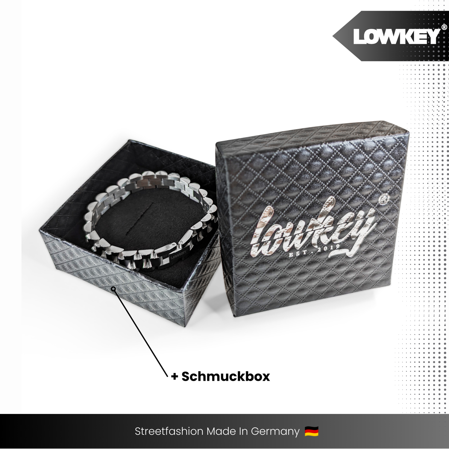 Lowkey® Panzerkette Armband 18-21cm (Silber)