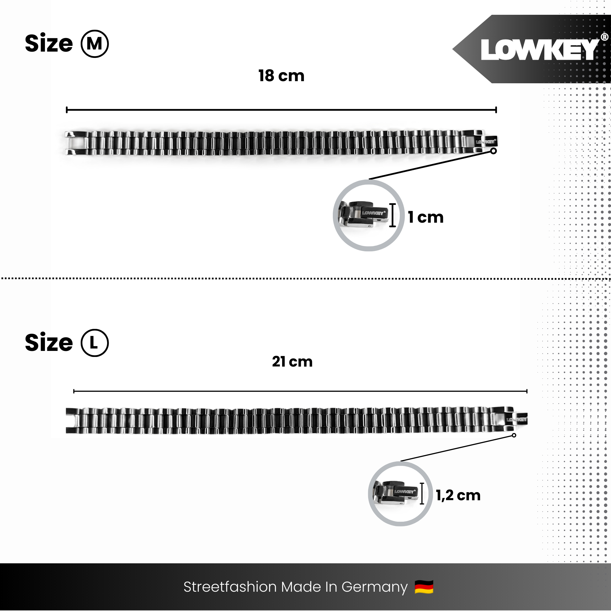 Lowkey® Panzerkette Armband 18-21cm (Silber)