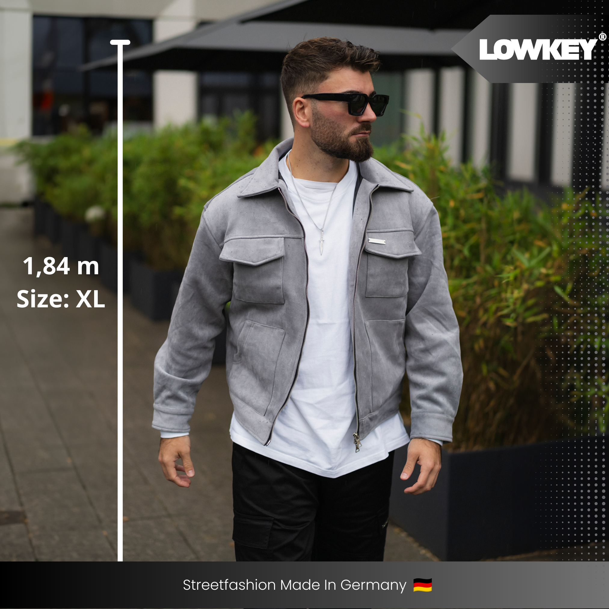 Lowkey® Kunstlederjacke Wildleder Optik (Grau)