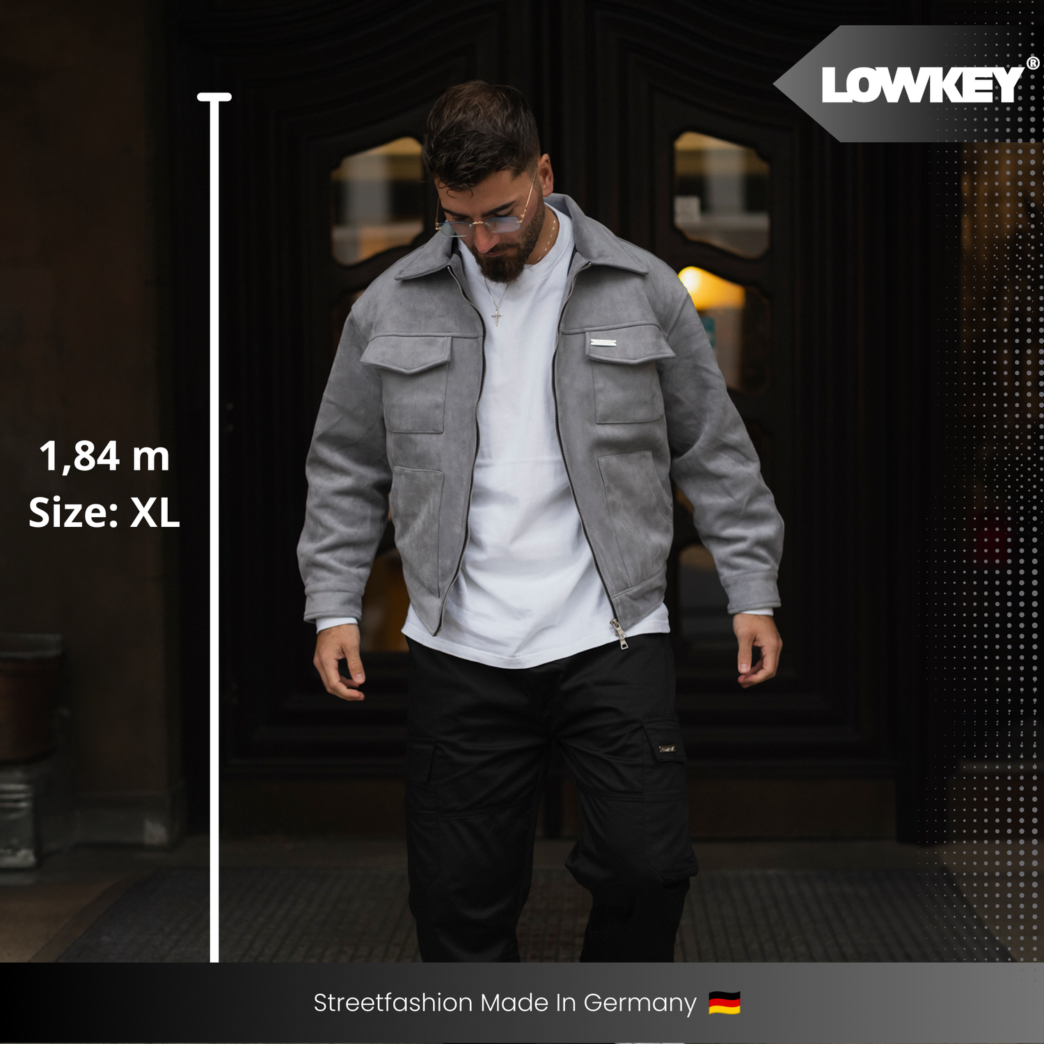 Lowkey® Kunstlederjacke Wildleder Optik (Grau)