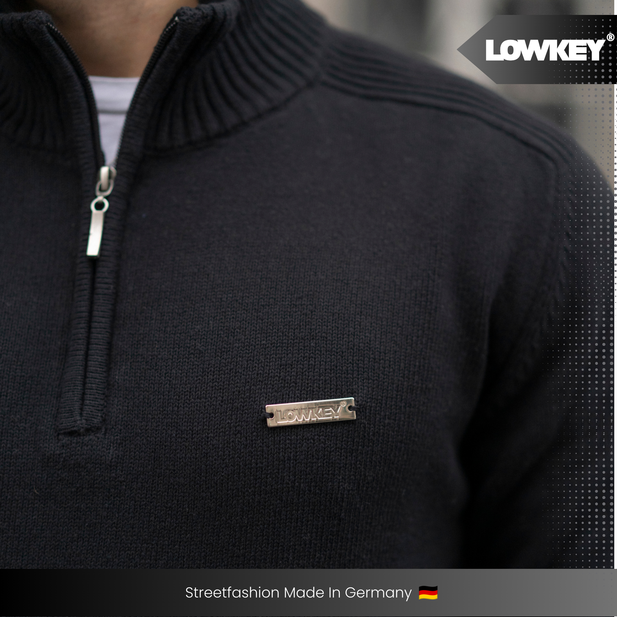 Lowkey® 1/4 Zip Sweater (Schwarz)