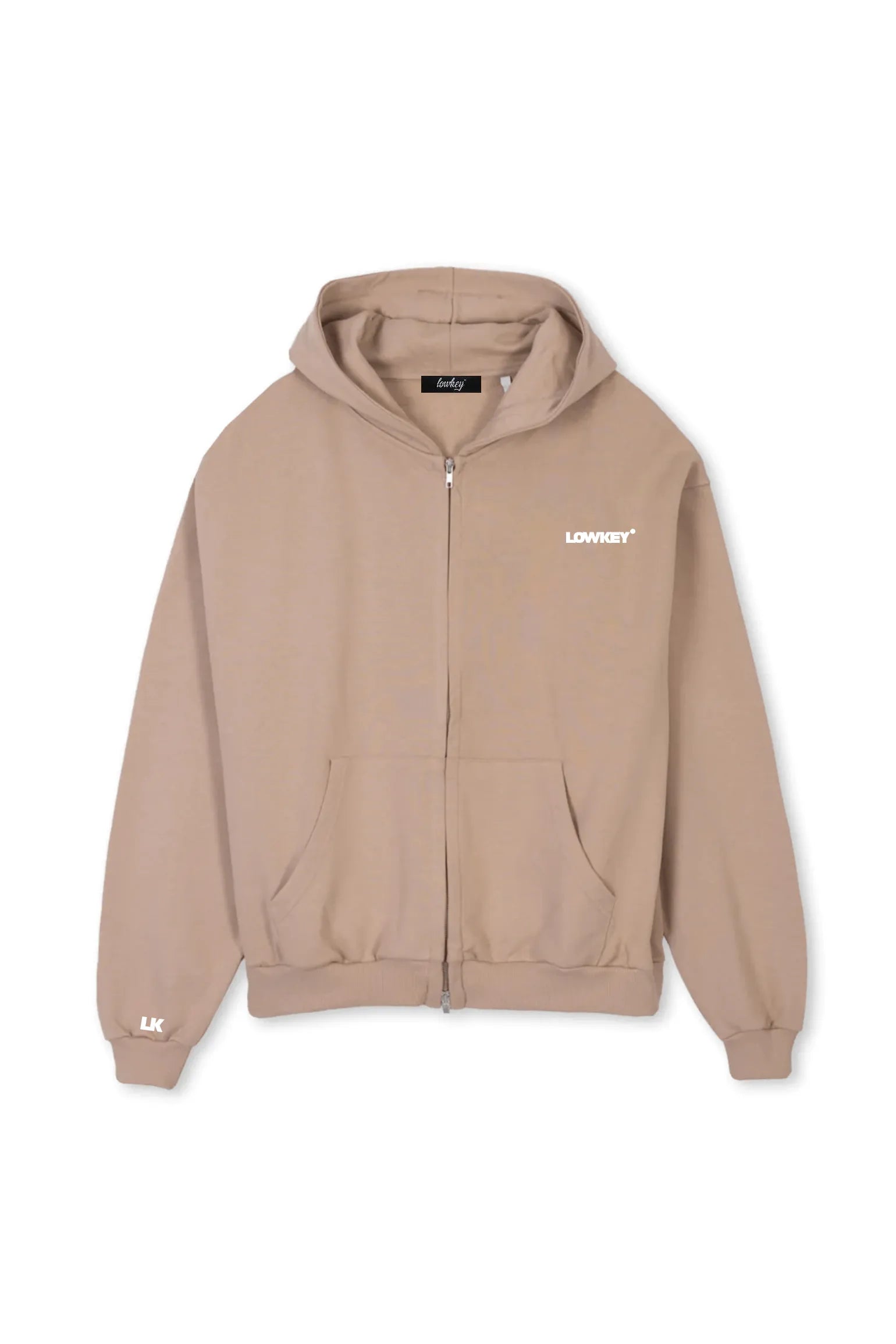 Lowkey® Heavy Oversized Basic Logo Zip Hoodie