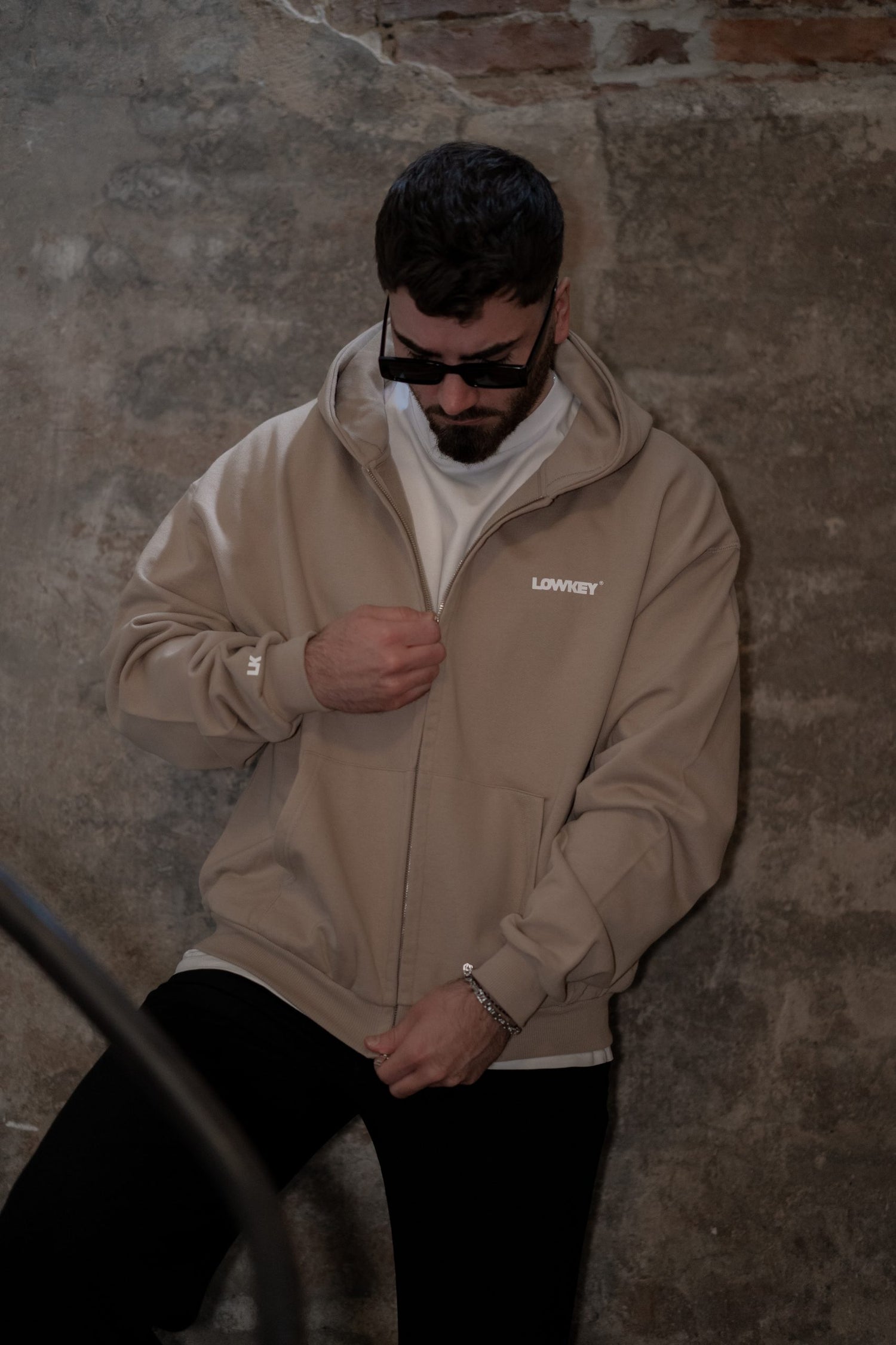 Lowkey® Heavy Oversized Basic Logo Zip Hoodie