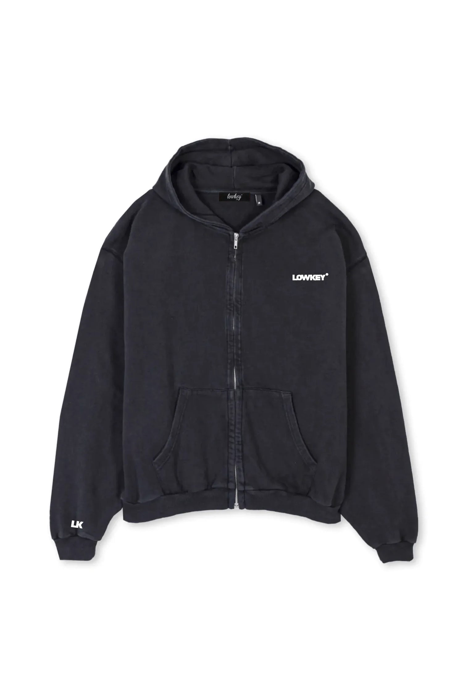 Lowkey® Heavy Oversized Basic Logo Zip Hoodie