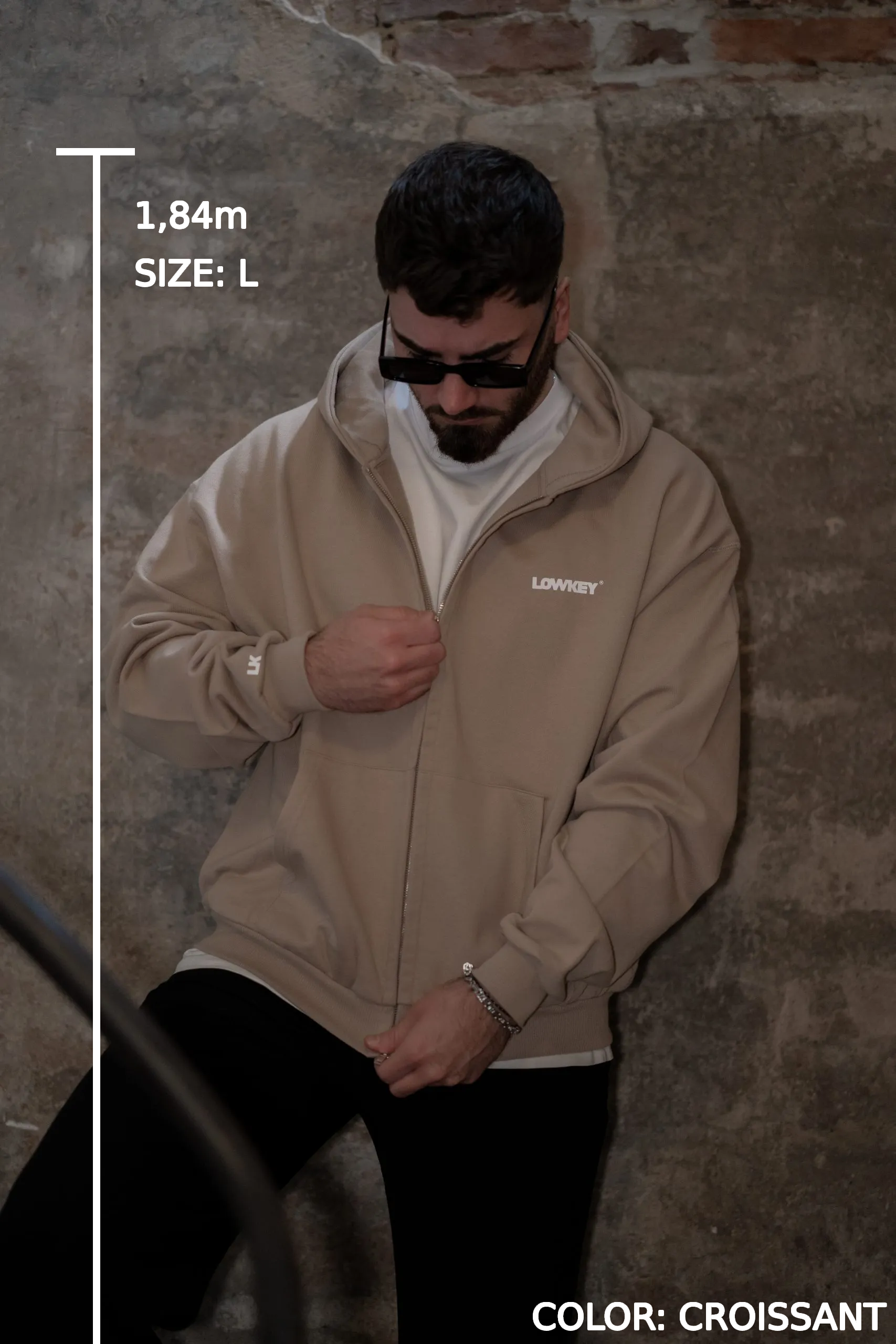 Lowkey® Heavy Oversized Basic Logo Zip Hoodie